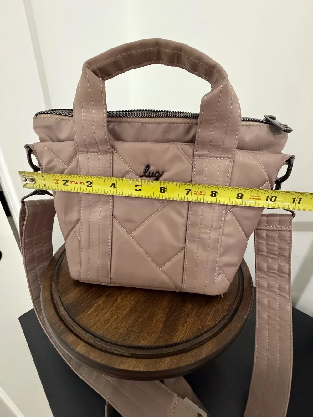 Lug Dory Mini Quilted Crossbody Bag Tote With Handles Taupe/Beige